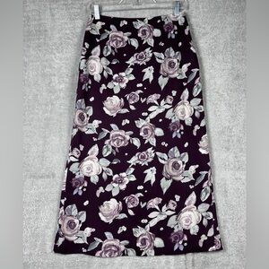 Petite Sophisticate VTG Maxi Skirt Women Size 6 Floral Y2K Multicolor Lined Silk